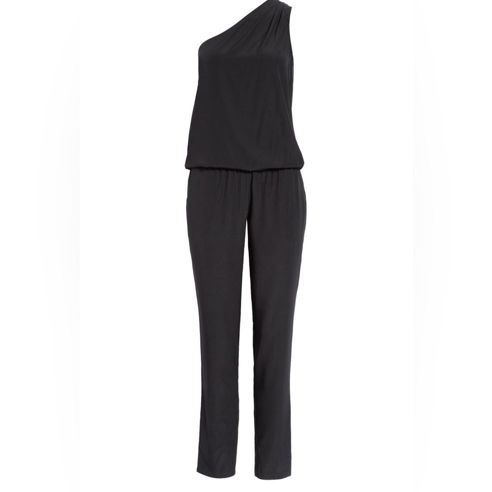Ramy Brook Lulu  Black Silk One Shoulder Jumpsuit, Size XS - Picture 11 of 12